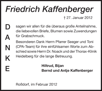 Traueranzeige von Friedrich Kaffenberger von Darmstädter Echo, Odenwälder Echo, Rüsselsheimer Echo, Groß-Gerauer-Echo, Ried Echo