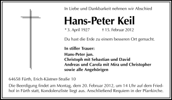 Traueranzeige von Hans-Peter Keil von Starkenburger Echo