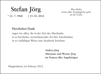 Traueranzeige von Stefan Jörg von Starkenburger Echo