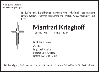Traueranzeige von Manfred Krieghoff von trauer.echo-online.de
