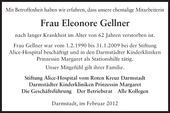 Traueranzeige von Eleonore Gellner von Echo-Zeitungen (Gesamtausgabe)