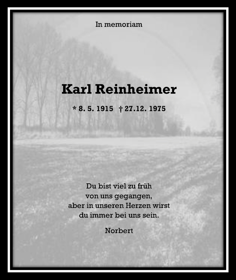  Traueranzeige für Karl Reinheimer vom 08.05.2015 aus Echo-Zeitungen (Gesamtausgabe)