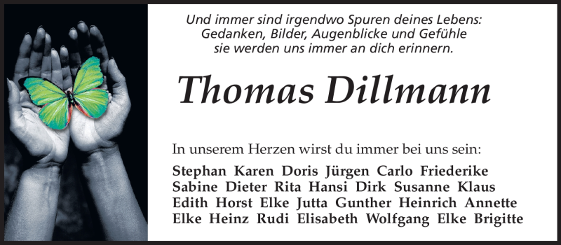  Traueranzeige für Thomas Dillmann vom 03.03.2012 aus Darmstädter Echo, Odenwälder Echo, Rüsselsheimer Echo, Groß-Gerauer-Echo, Ried Echo