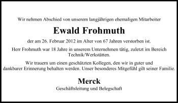 Traueranzeige von Ewald Frohmuth von Echo-Zeitungen (Gesamtausgabe)