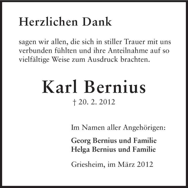  Traueranzeige für Karl Bernius vom 17.03.2012 aus Darmstädter Echo, Odenwälder Echo, Rüsselsheimer Echo, Groß-Gerauer-Echo, Ried Echo