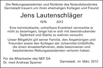Traueranzeige von Jens Lautenschläger von Echo-Zeitungen (Gesamtausgabe)