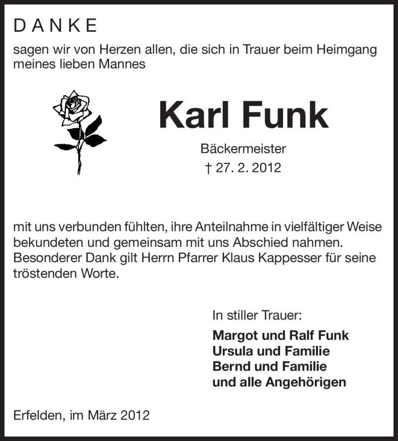  Traueranzeige für Karl Funk vom 17.03.2012 aus Rüsselsheimer Echo, Groß-Gerauer-Echo, Ried Echo