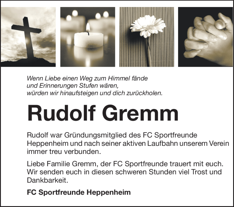  Traueranzeige für Rudolf Gremm vom 21.03.2012 aus Starkenburger Echo