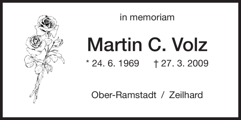  Traueranzeige für Martin Volz vom 27.03.2012 aus Echo-Zeitungen (Gesamtausgabe)
