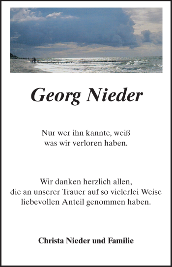 Traueranzeige von Georg Nieder von Odenwälder Echo