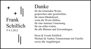 Traueranzeige von Frank Schillich von Rüsselsheimer Echo, Groß-Gerauer-Echo, Ried Echo