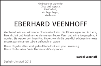 Traueranzeige von Eberhard Veenhoff von Echo-Zeitungen (Gesamtausgabe)