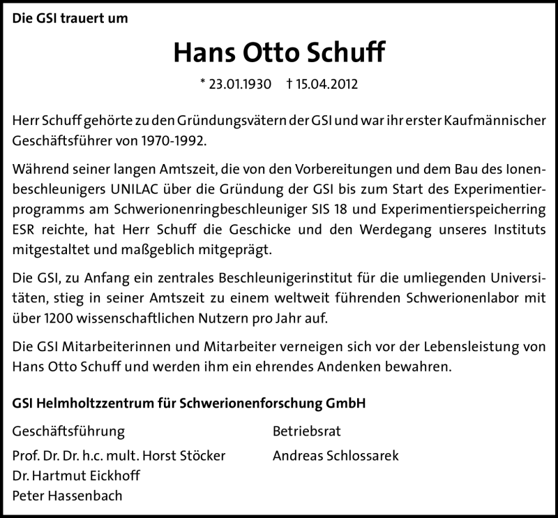  Traueranzeige für Hans Otto Schuff vom 28.04.2012 aus Darmstädter Echo, Odenwälder Echo, Rüsselsheimer Echo, Groß-Gerauer-Echo, Ried Echo
