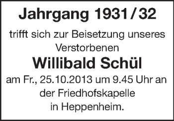Traueranzeige von Willibald Schül von Starkenburger Echo