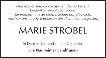 Traueranzeige von Marie Strobel von Rüsselsheimer Echo, Groß-Gerauer-Echo, Ried Echo