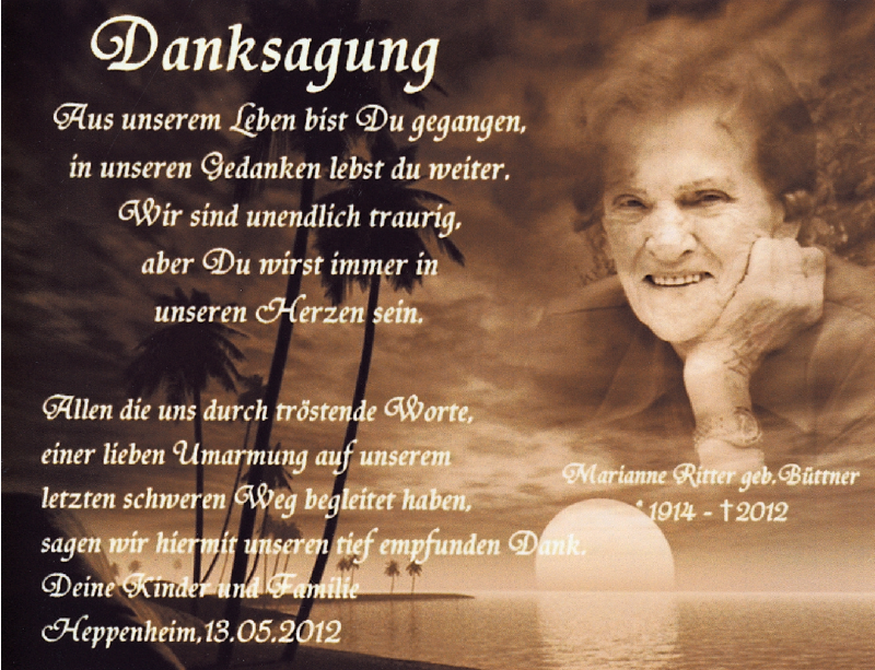  Traueranzeige für Marianne Ritter vom 19.05.2012 aus Starkenburger Echo