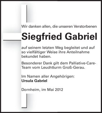 Traueranzeige von Siegfried Gabriel von Rüsselsheimer Echo, Groß-Gerauer-Echo, Ried Echo