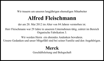 Traueranzeige von Alfred Fleischmann von Echo-Zeitungen (Gesamtausgabe)