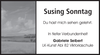 Traueranzeige von Susing Sonntag von Echo-Zeitungen (Gesamtausgabe)