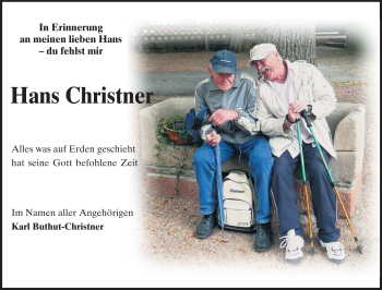 Traueranzeige von Hans Christner von Odenwälder Echo