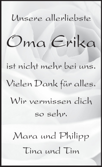 Traueranzeige von Erika Trautmann von Odenwälder Echo