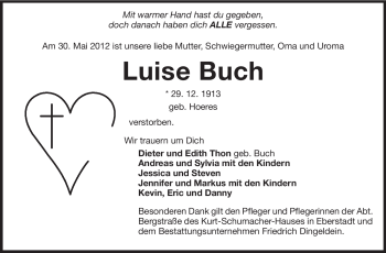 Traueranzeige von Luise Buch von Echo-Zeitungen (Gesamtausgabe)