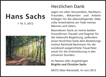 Traueranzeige von Hans Sachs von Echo-Zeitungen (Gesamtausgabe)