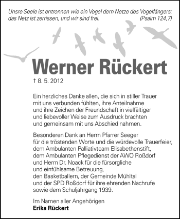 Traueranzeige von Werner Rückert von Echo-Zeitungen (Gesamtausgabe)