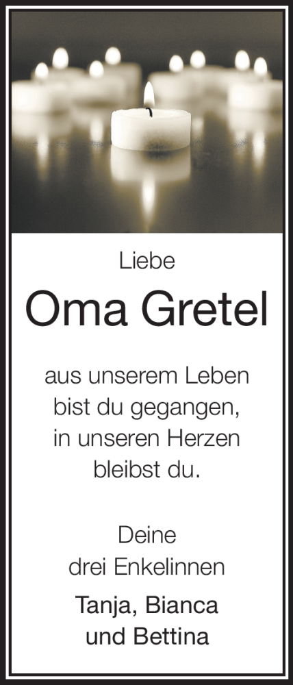  Traueranzeige für Gretel Eidenmüller vom 23.06.2012 aus Echo-Zeitungen (Gesamtausgabe)