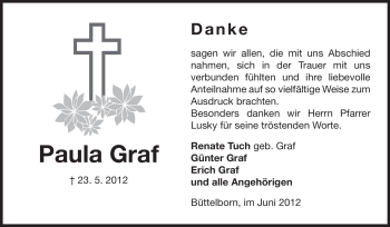 Traueranzeige von Paula Graf von Rüsselsheimer Echo, Groß-Gerauer-Echo, Ried Echo