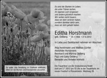 Traueranzeige von Editha Horstmann von Rüsselsheimer Echo, Groß-Gerauer-Echo, Ried Echo