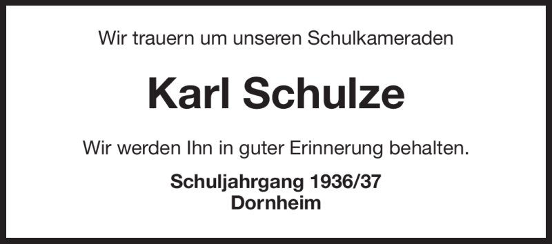  Traueranzeige für Karl Schulze vom 12.07.2012 aus Rüsselsheimer Echo, Groß-Gerauer-Echo, Ried Echo