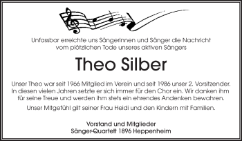 Traueranzeige von Theo Silber von Starkenburger Echo