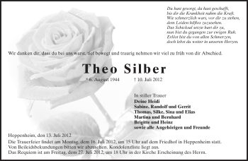 Traueranzeige von Theo Silber von Starkenburger Echo