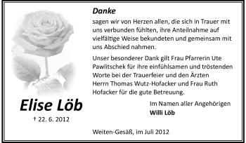 Traueranzeige von Elise Löb von Odenwälder Echo