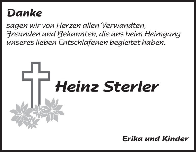  Traueranzeige für Heinz Sterler vom 21.07.2012 aus Rüsselsheimer Echo, Groß-Gerauer-Echo, Ried Echo