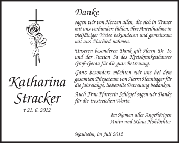 Traueranzeige von Katharina Stracker von Rüsselsheimer Echo, Groß-Gerauer-Echo, Ried Echo