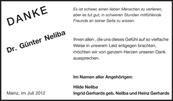 Traueranzeige von Günter Neliba von Rüsselsheimer Echo, Groß-Gerauer-Echo, Ried Echo