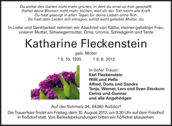 Traueranzeige von Katharine Fleckenstein von Echo-Zeitungen (Gesamtausgabe)