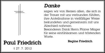 Traueranzeige von Paul Friedrich von Odenwälder Echo