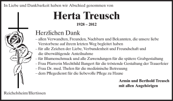 Traueranzeige von Herta Treusch von Odenwälder Echo