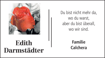 Traueranzeige von Edith Darmstädter von Echo-Zeitungen (Gesamtausgabe)