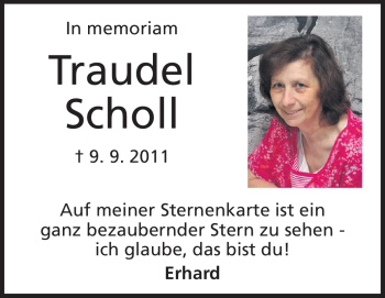 Traueranzeige von Traudel Scholl von Odenwälder Echo