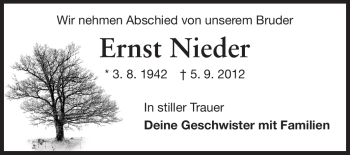 Traueranzeige von Ernst Nieder von Echo-Zeitungen (Gesamtausgabe)