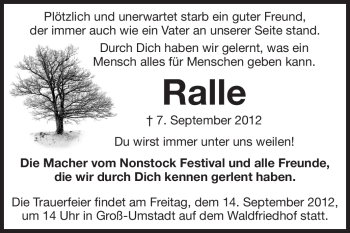 Traueranzeige von Kley Ralf von Echo-Zeitungen (Gesamtausgabe)