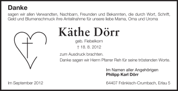 Traueranzeige von Käthe Dörr von Echo-Zeitungen (Gesamtausgabe)
