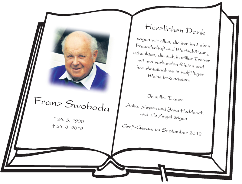 Traueranzeige für Franz Swobada vom 15.09.2012 aus Rüsselsheimer Echo, Groß-Gerauer-Echo, Ried Echo