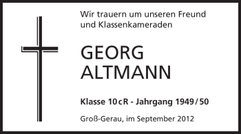 Traueranzeige von Georg Altmann von Rüsselsheimer Echo, Groß-Gerauer-Echo, Ried Echo