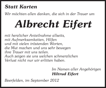 Traueranzeige von Albrecht Eifert von Odenwälder Echo