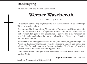 Traueranzeige von Werner Wascheroh von Odenwälder Echo